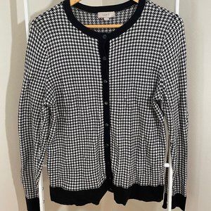 LOFT Houndstooth Button Cardigan